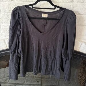 Nation Black V-Neck Top